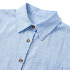 Close up of the collar, buttons and chest pocket
