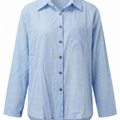 Paloma-Thelma relaxed button front shirt in light blue, front view
