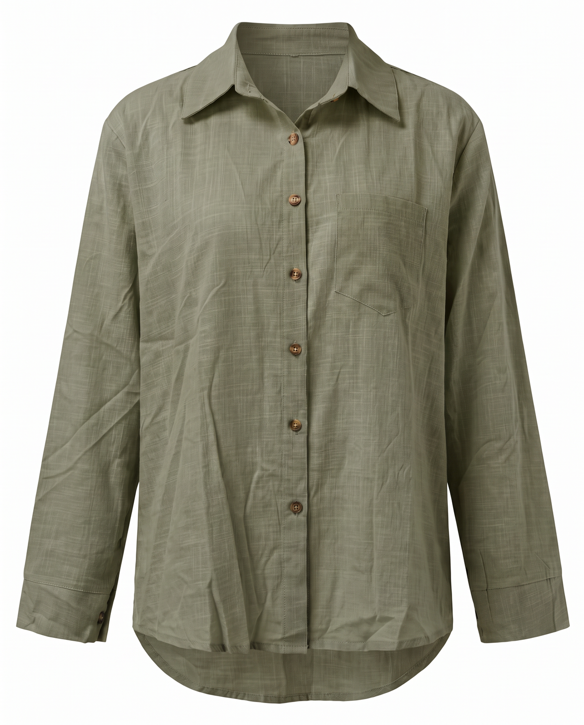 Paloma-Thelma button front shirt in Army Green, front view
